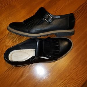 Clark's flat loafers removable kiltie sz 8 good c